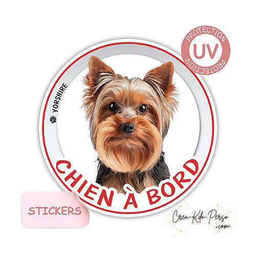 sticker chien à bord autocollant voiture yorkshire