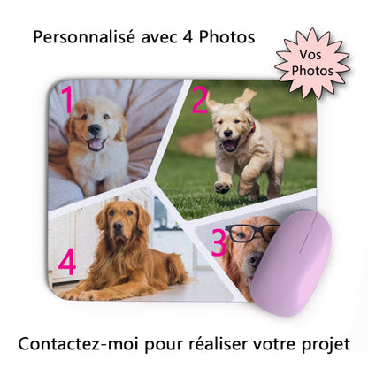 Tapis de souris  rectangle souple et personnalisé avec plusieurs photos