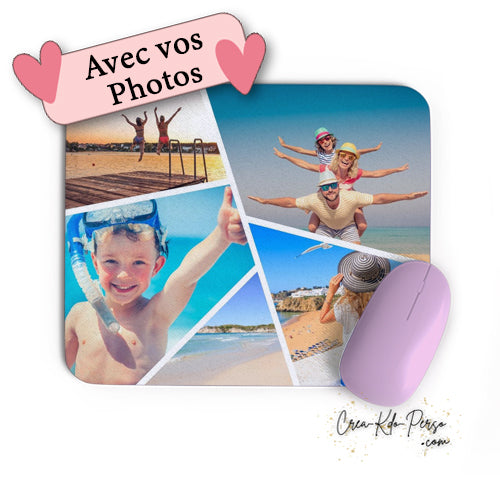 Tapis de souris souple  rectangle personnalisé avec plusieurs photos