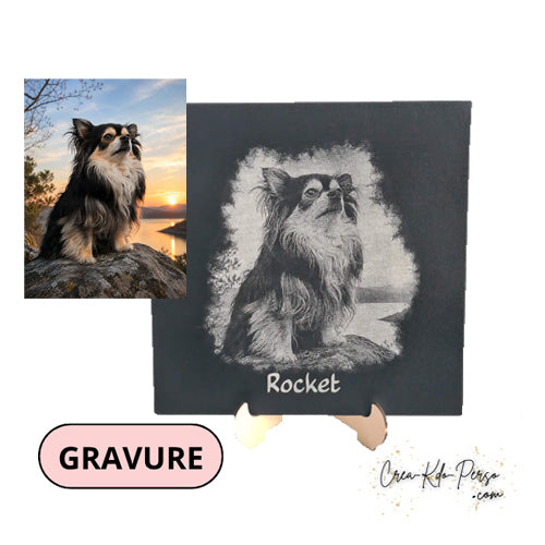 ableau toile gravée personnalisée 24x30 cm avec photo