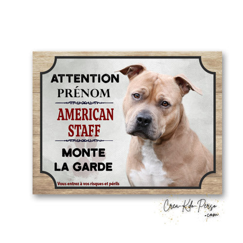 panneau attention American staff monte la garde