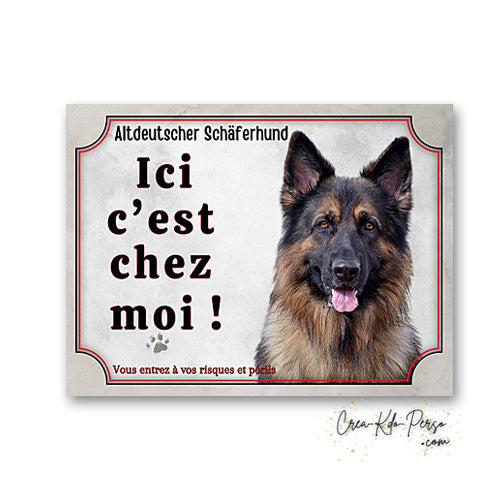 Plaque Altdeutscher Schaferhund  Attention au chien  panneau de portail je monte la garde