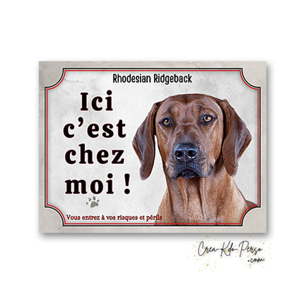 Plaque Rhodesian Ridgeback panneau de portail Attention au chien