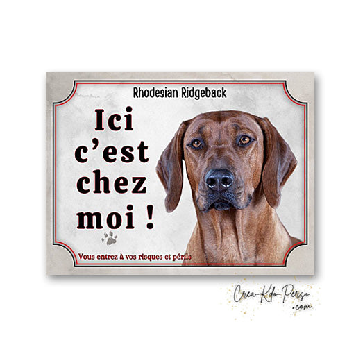 Plaque Rhodesian Ridgeback panneau de portail Attention au chien