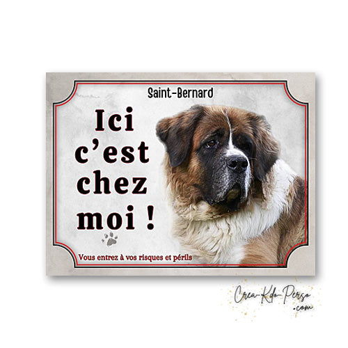 Plaque de portail Saint-Bernard Attention au chien panneau je monte la garde