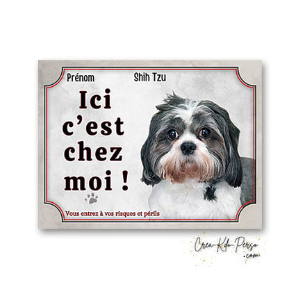 Plaque Shih Tzu Attention au chien panneau de portail je monte la garde