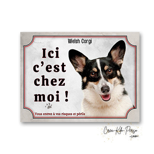 Plaque Welsh Corgi Attention au chien panneau de portail je monte la garde