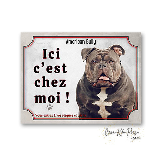 Plaque american bully  Attention au chien  panneau de portail je monte la garde