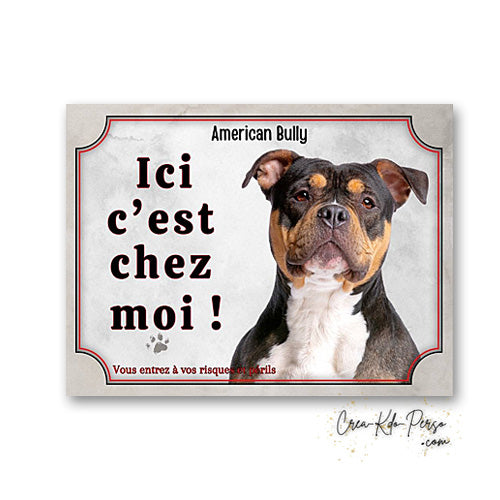 Plaque american bully  Attention au chien  panneau de portail je monte la garde