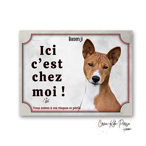 Plaque basenji Attention au chien  panneau de portail je monte la garde