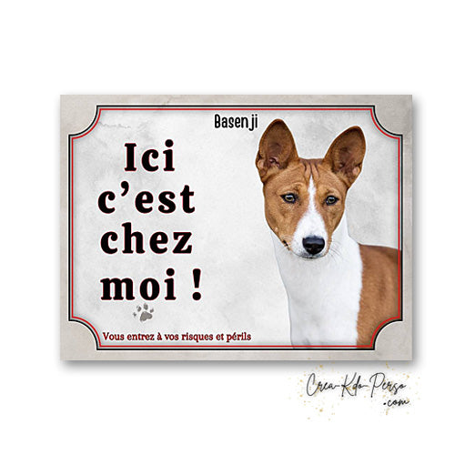Plaque basenji Attention au chien  panneau de portail je monte la garde