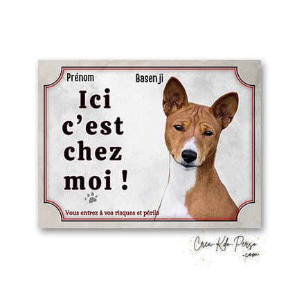 Plaque basenji Attention au chien  panneau de portail je monte la garde
