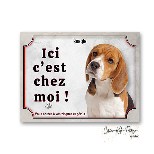 Plaque beagle Attention au chien  panneau de portail je monte la garde