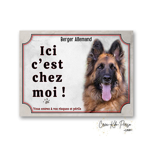 Plaque berger allemand Attention au chien  panneau de portail je monte la garde