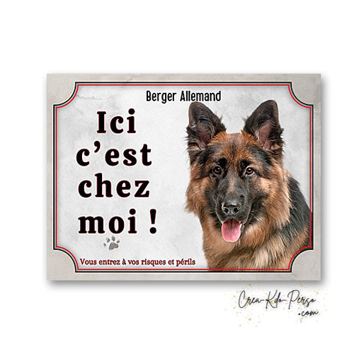 Plaque berger allemand Attention au chien  panneau de portail je monte la garde