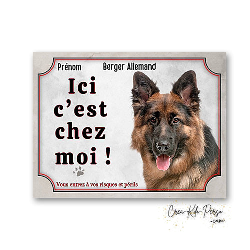 Plaque berger allemand Attention au chien  panneau de portail je monte la garde