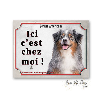 Plaque berger americain Attention au chien  panneau de portail je monte la garde