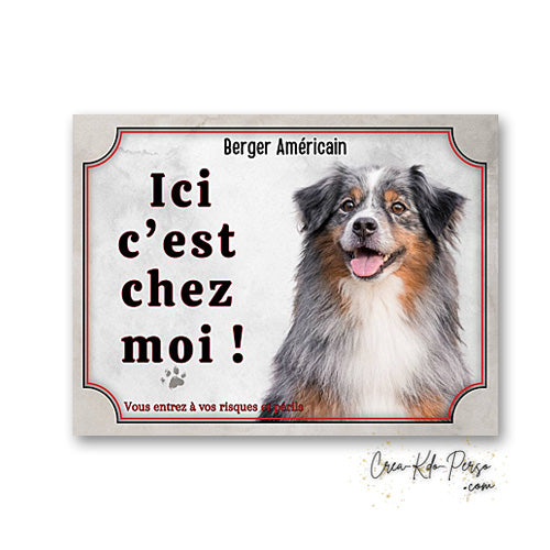 Plaque berger americain Attention au chien  panneau de portail je monte la garde