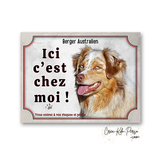 Plaque Berger Australien Panneau de portail Attention au chien je monte la garde