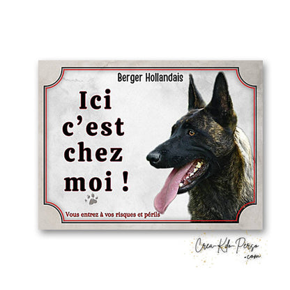 Plaque berger hollandais Attention au chien  panneau de portail je monte la garde