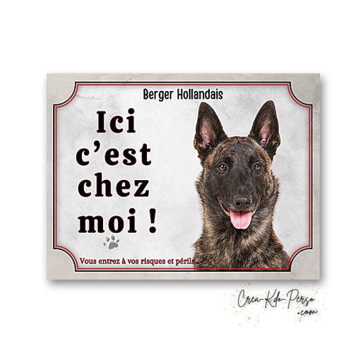 Plaque berger hollandais Attention au chien  panneau de portail je monte la garde