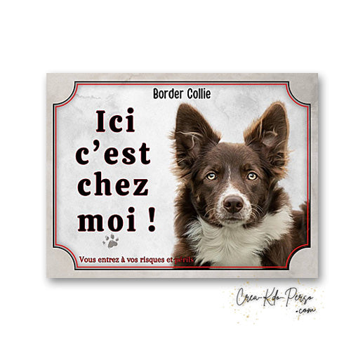 Plaque Border Collie Panneau de portail Attention au chien