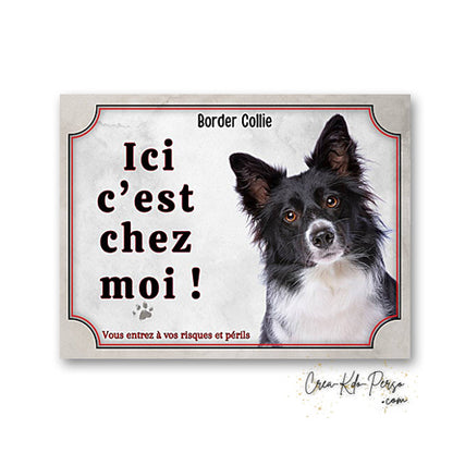 Plaque Border Collie Panneau de portail Attention au chien