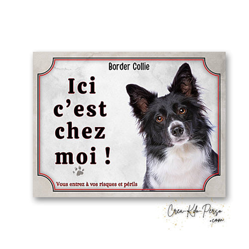 Plaque Border Collie Panneau de portail Attention au chien