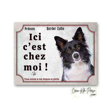 Plaque Border Collie Panneau de portail Attention au chien