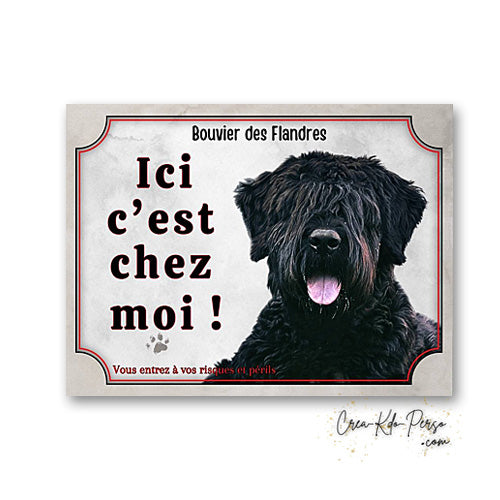 Plaque bouvier des flandres Attention au chien  panneau de portail je monte la garde
