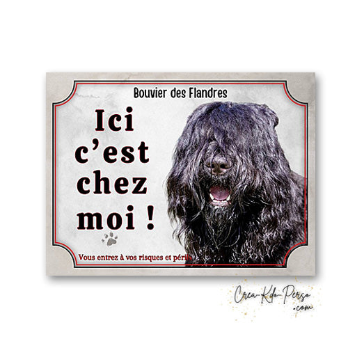 Plaque bouvier des flandres Attention au chien  panneau de portail je monte la garde