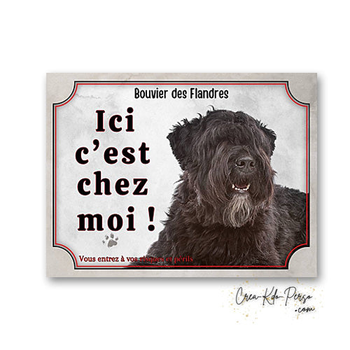 Plaque bouvier des flandres Attention au chien  panneau de portail je monte la garde