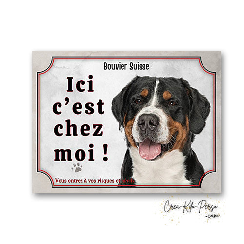 Plaque bouvier suisse Attention au chien  panneau de portail je monte la garde