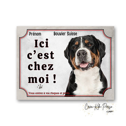 Plaque bouvier suisse Attention au chien  panneau de portail je monte la garde