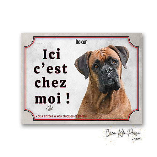Plaque boxer Attention au chien  panneau de portail je monte la garde
