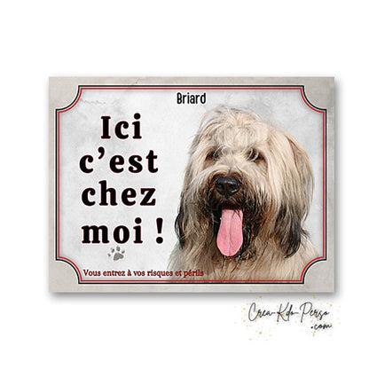 Plaque Briard je monte la garde panneau de portail Attention au chien