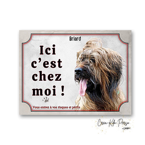 Plaque Briard je monte la garde panneau de portail Attention au chien