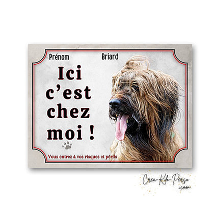 Plaque Briard je monte la garde panneau de portail Attention au chien