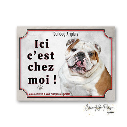 Plaque Bulldog Anglais je monte la garde panneau de portail Attention au chien