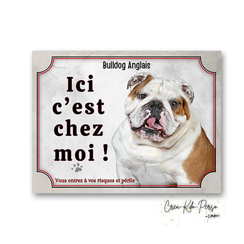 Plaque Bulldog Anglais je monte la garde panneau de portail Attention au chien