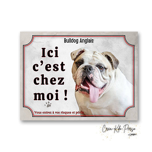 Plaque Bulldog Anglais je monte la garde panneau de portail Attention au chien