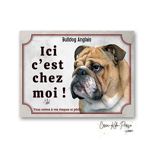 Plaque Bulldog Anglais je monte la garde panneau de portail Attention au chien