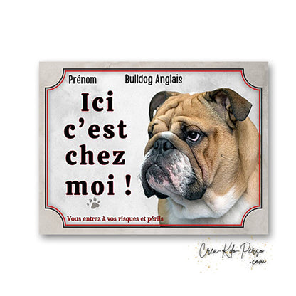 Plaque Bulldog Anglais je monte la garde panneau de portail Attention au chien
