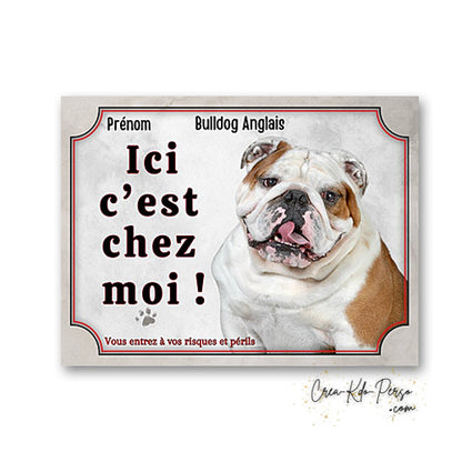 Plaque Bulldog Anglais je monte la garde panneau de portail Attention au chien