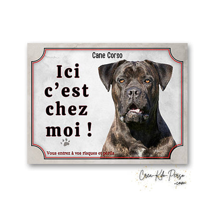 Plaque Cane Corso je monte la garde  panneau de portail Attention au chien