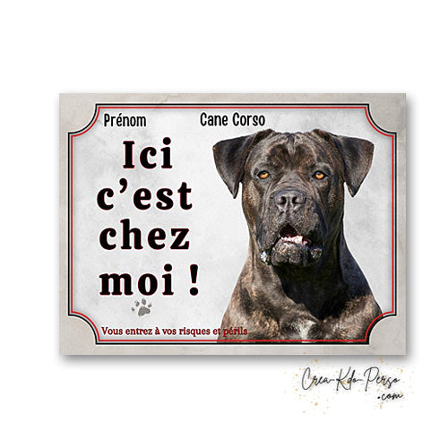 Plaque Cane Corso je monte la garde  panneau de portail Attention au chien