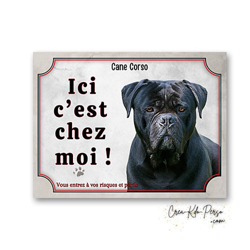 Plaque Cane Corso je monte la garde  panneau de portail Attention au chien