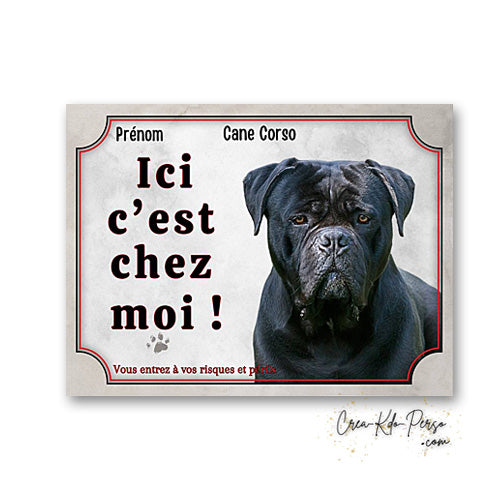 Plaque Cane Corso je monte la garde  panneau de portail Attention au chien