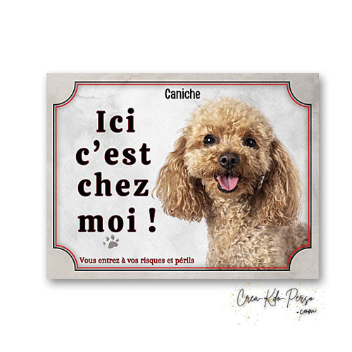 Plaque caniche Attention au chien panneau de portail je monte la garde