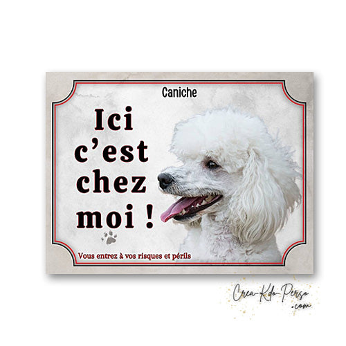 Plaque caniche Attention au chien panneau de portail je monte la garde